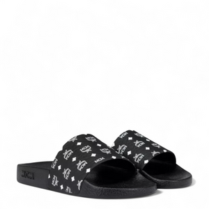 MCM Men's Monogram Print Rubber Slides