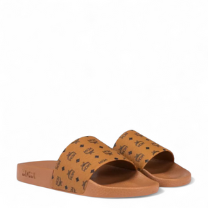 MCM Men's Monogram Print Rubber Slides