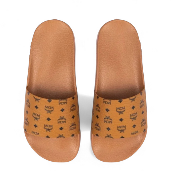 MCM Men's Monogram Print Rubber Slides