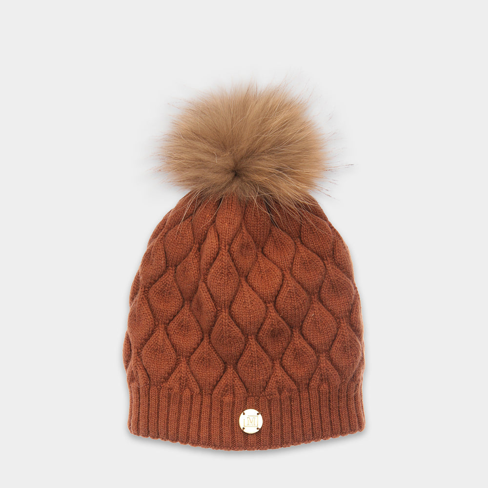MDB Couture Women's Fur Pom Pom Beanie