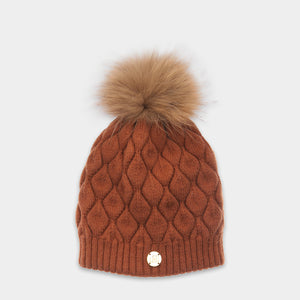 MDB Couture Women's Fur Pom Pom Beanie