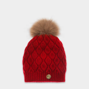MDB Couture Women's Fur Pom Pom Beanie