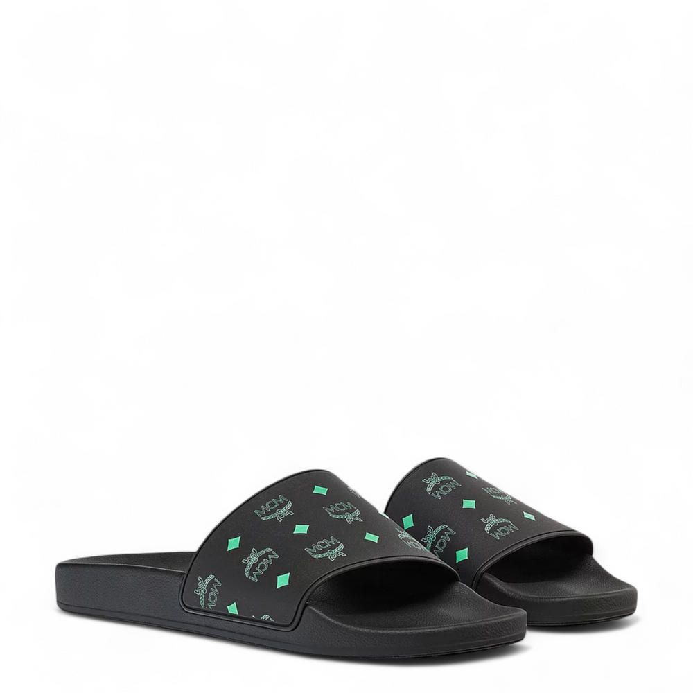MCM Men's Color Splash Monogram Print Rubber Slides
