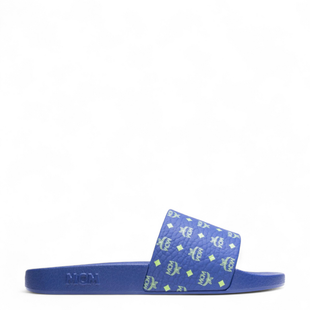 MCM Men's Monogram Print Rubber Slides