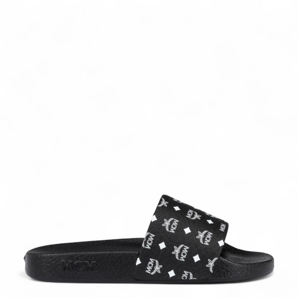 MCM Men's Monogram Print Rubber Slides