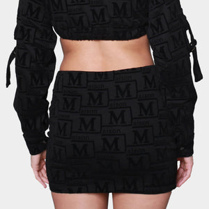 MDB Couture Women's Woven Monogram Crop-Top Jacket & Skirt