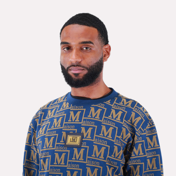 MDB Couture Men's French Terry Monogram Crewneck Sweatshirt