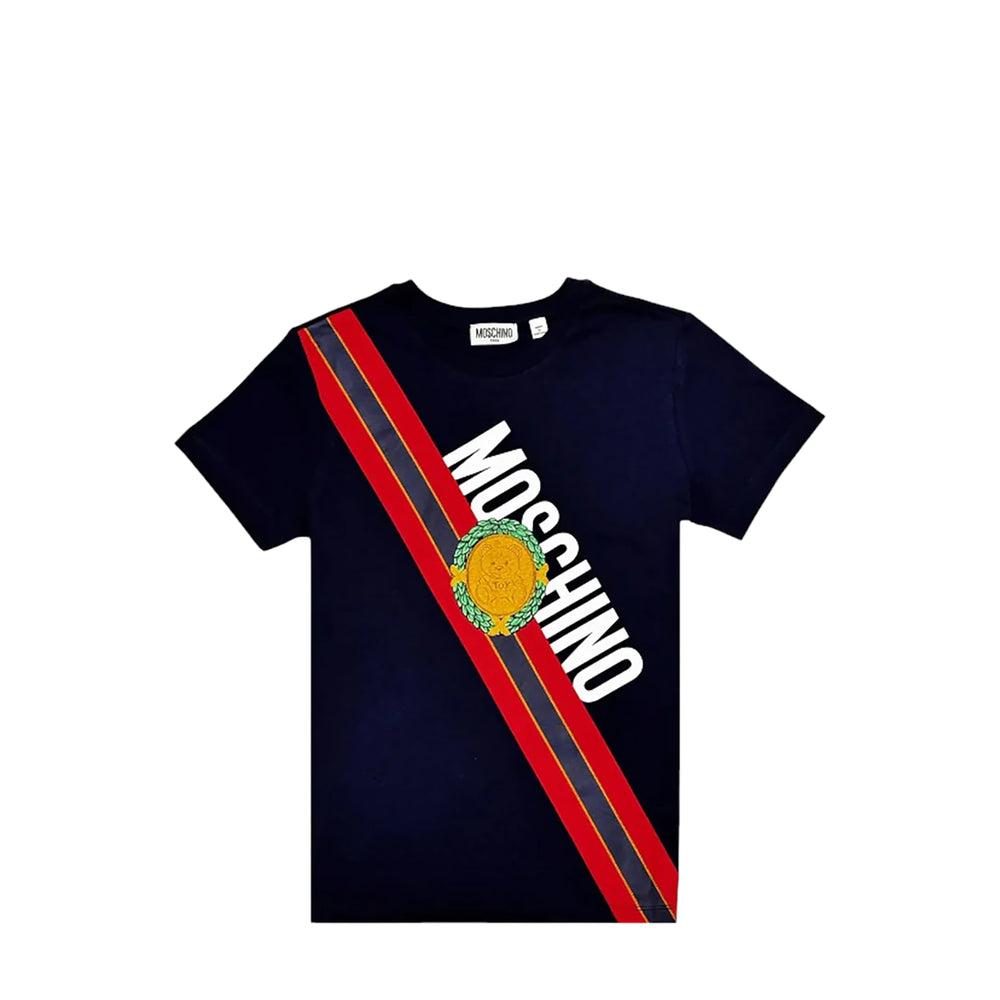 Moschino Kids Medal Stripe Graphic Logo T-Shirt