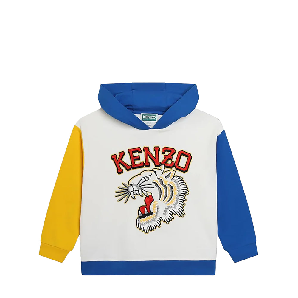 Kenzo Kids Varsity Tiger Fleece Color Block Hoodie Sweatshirt