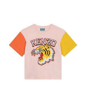 Kenzo Kids Varsity Tiger Color Block Short Sleeve T-Shirt