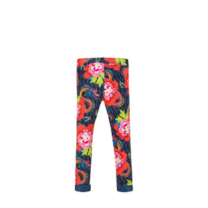 Kenzo Kids Japanese Dragon Floral Velvet Leggings