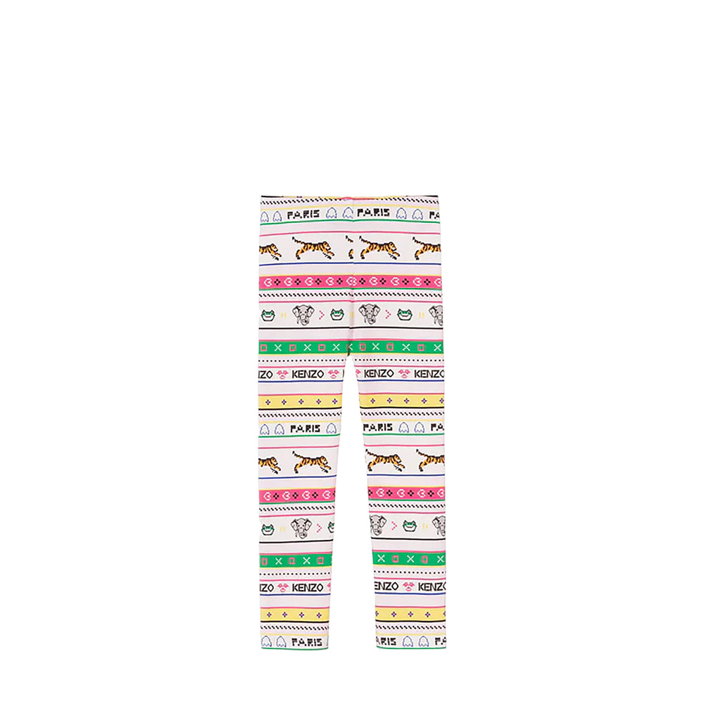 Kenzo Kids Girl's Multi-Logo Striped Leggings