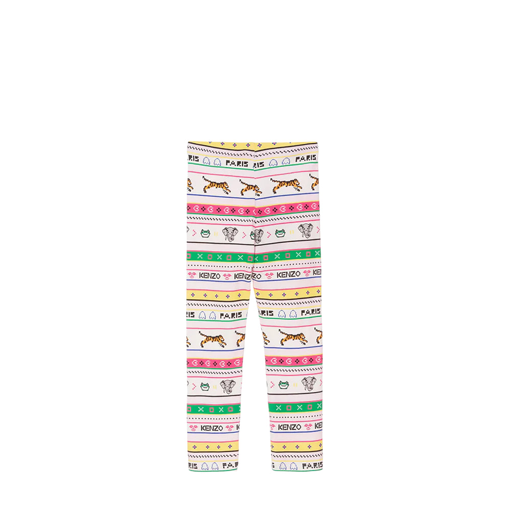 Kenzo Kids Girl's Multi-Logo Striped Leggings