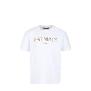Balmain Kids Metallic Print Logo T-Shirt