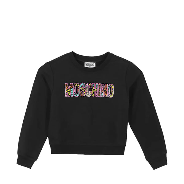 Moschino Kids Animal Print Logo Cotton Sweatshirt