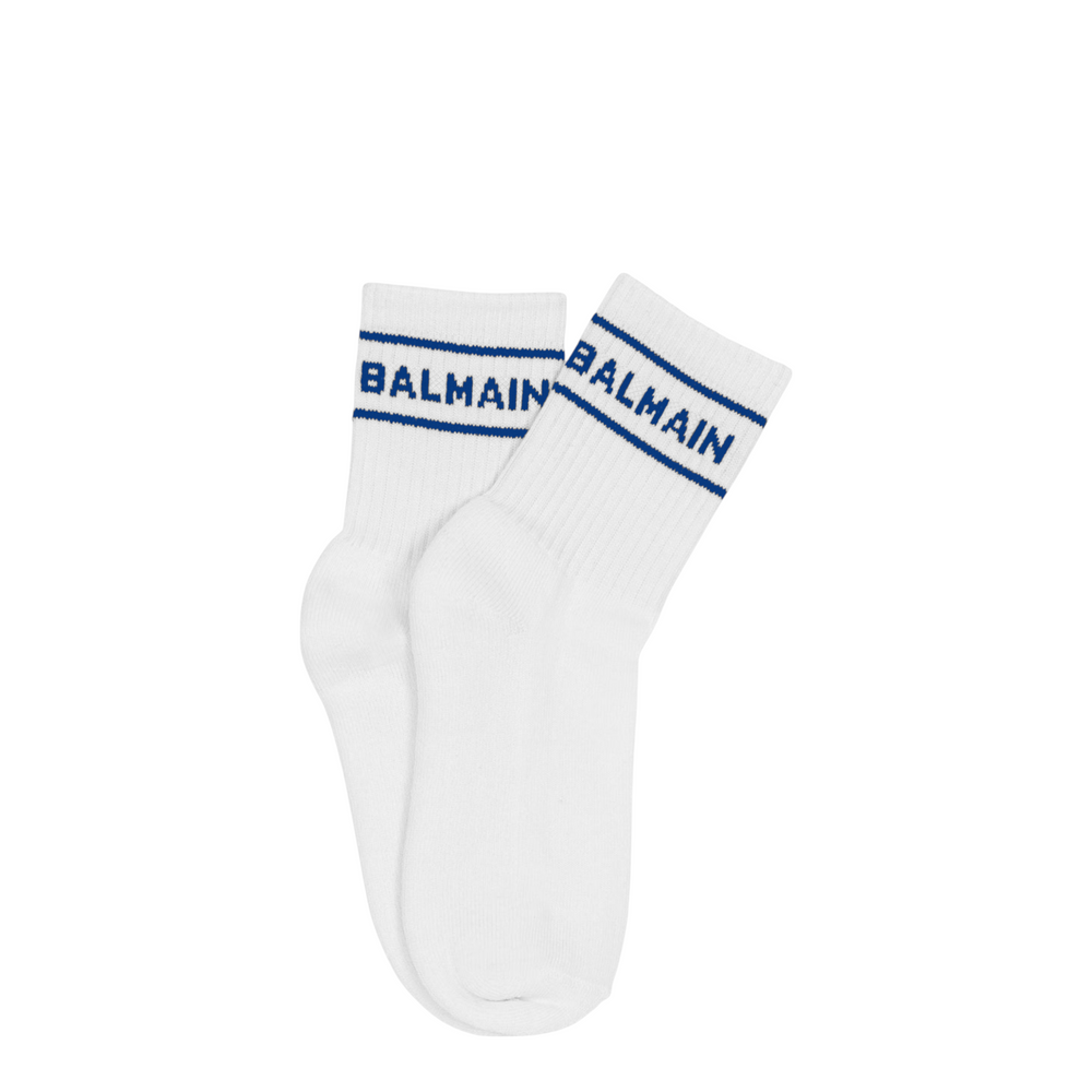 Balmain Kids Logo Stripe Socks