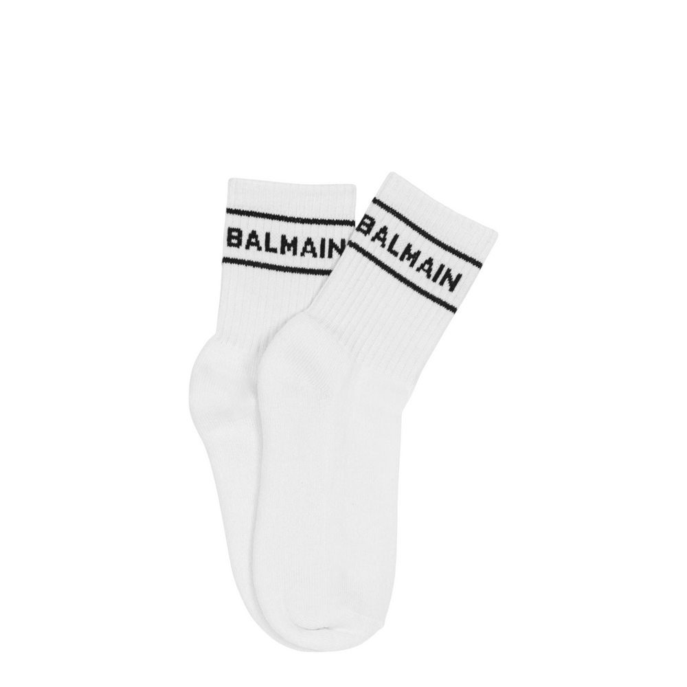 Balmain Kids Logo Stripe Socks
