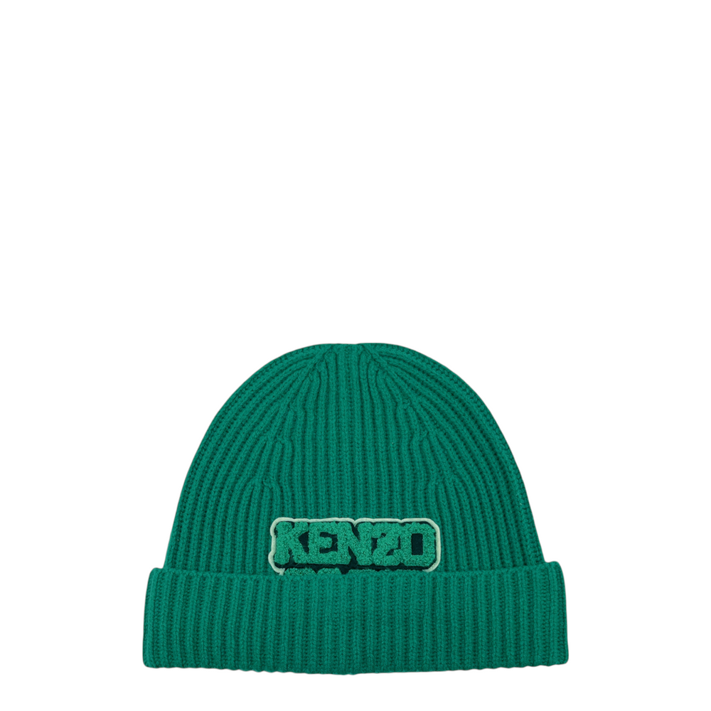 Kenzo Paris Chenille Logo Ribbed Wool Beanie