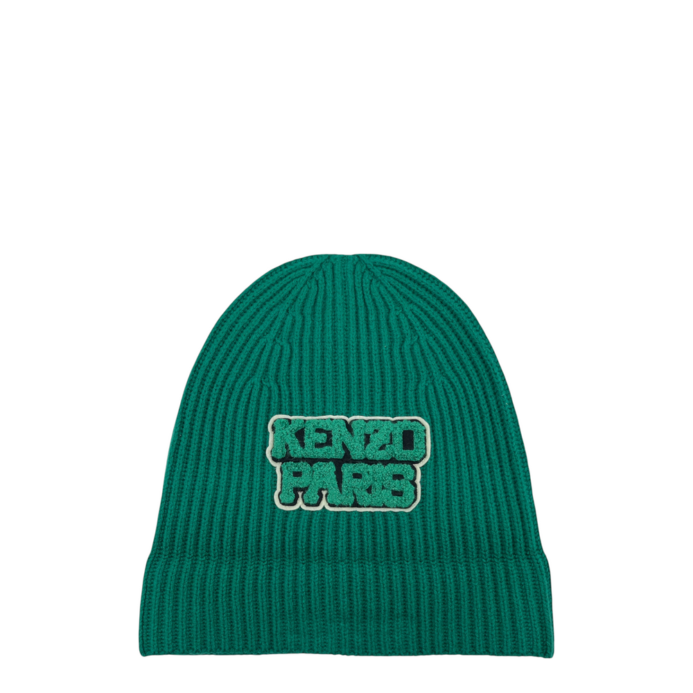Kenzo Paris Chenille Logo Ribbed Wool Beanie