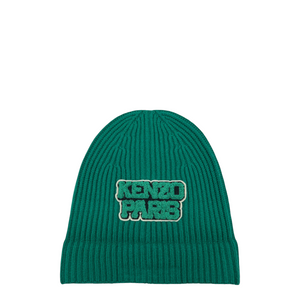 Kenzo Paris Chenille Logo Ribbed Wool Beanie