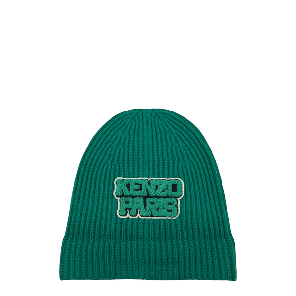 Kenzo Paris Chenille Logo Ribbed Wool Beanie