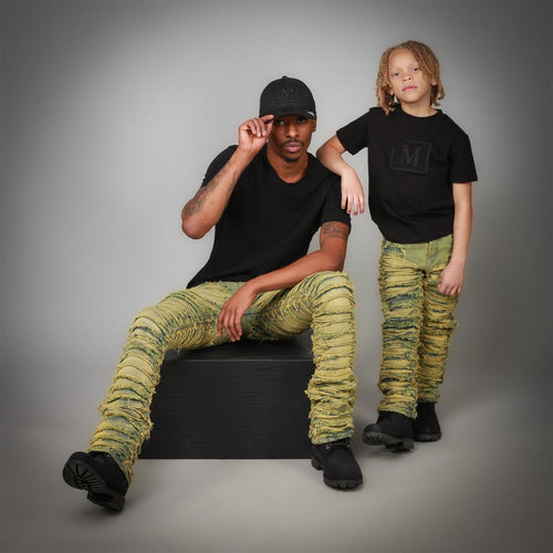 MDB Brand Dual Color Stacked Jeans