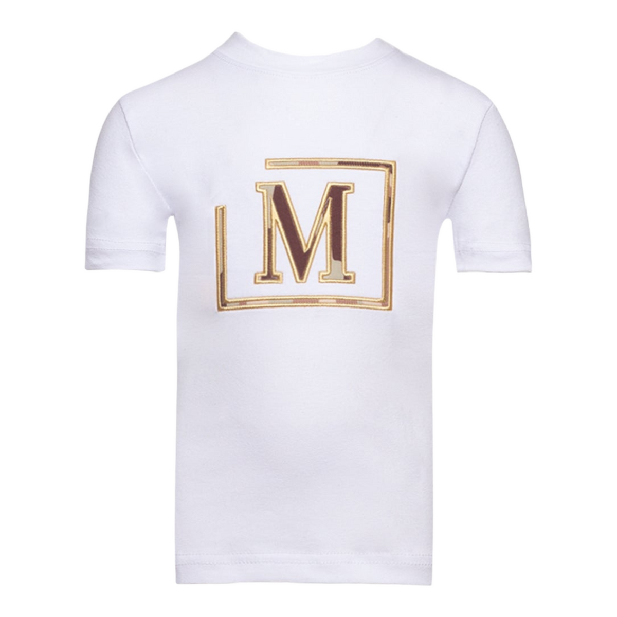 MDB Brand Kid's Classic M Embroidered Logo Camouflage Pattern Tee - White w/ Neutral Color