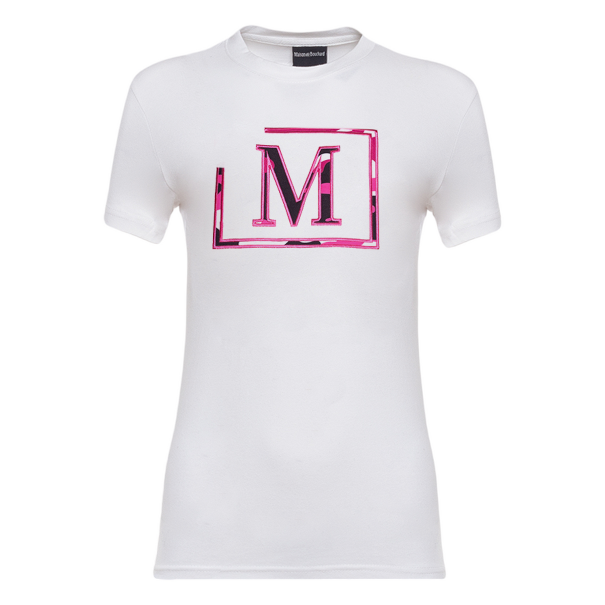 MDB Brand Women's Classic M Embroidered Logo Camouflage Pattern Tee - White w/ Basic Color