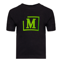 MDB Brand Kid's Classic M Embroidered Logo Tee - Black w/ Neon Logo