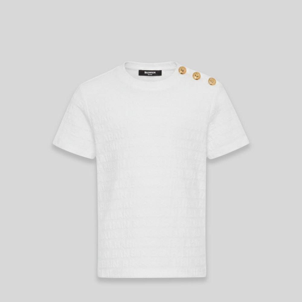 Balmain Kids Text Logo Textured T-shirt