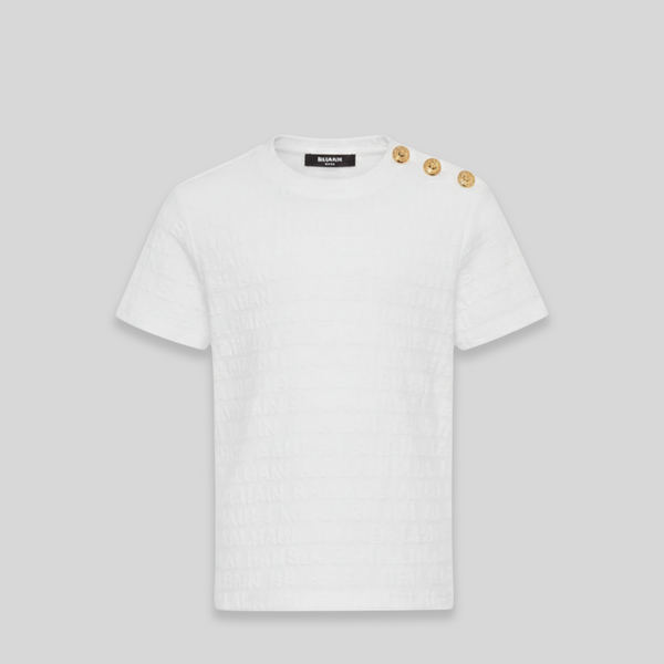 Balmain Kids Text Logo Textured T-shirt