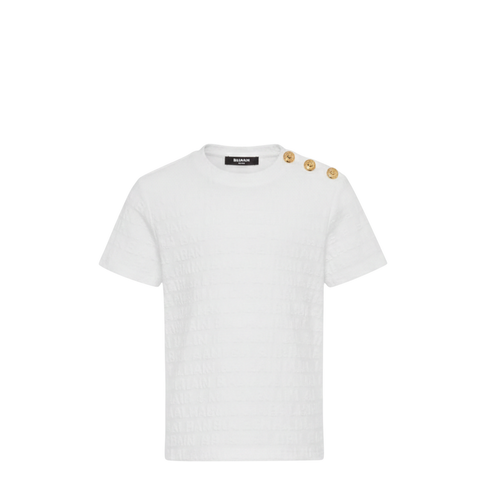 Balmain Kids Text Logo Textured T-shirt