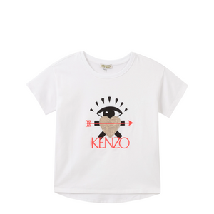 White t-shirt with Kenzo logo and graphic design on a white background
