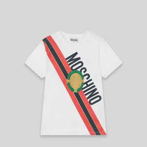 Moschino Kids Medal Stripe Graphic Logo T-Shirt