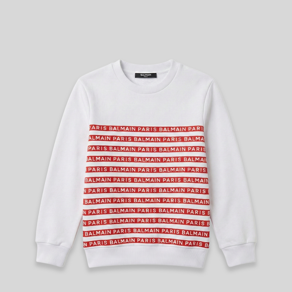 Balmain Kids Striped Logo Sweatshirt