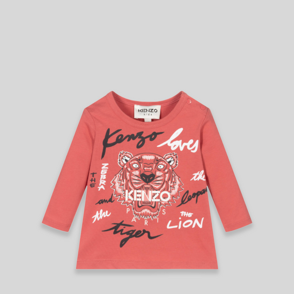 Kenzo Kids Toddler's Tiger Print Logo Long Sleeve Shirt