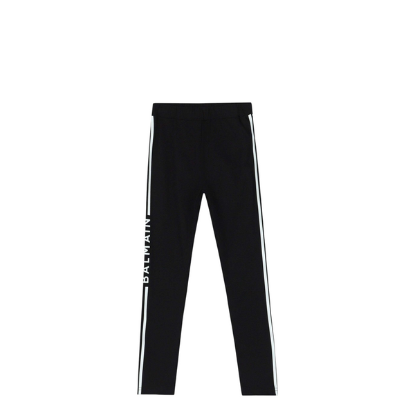 Balmain Kids Girl's Striped Logo Leggings