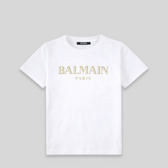 Balmain Kids Metallic Print Logo T-Shirt