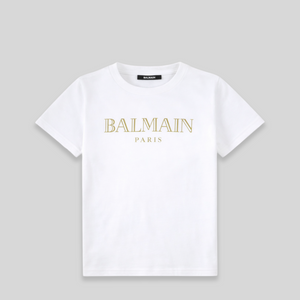 Balmain Kids Metallic Print Logo T-Shirt