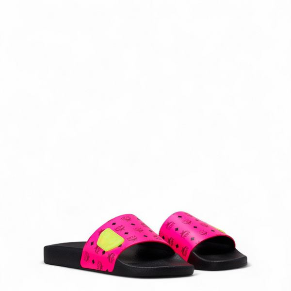 MCM Women's Slides in Neon Visetos