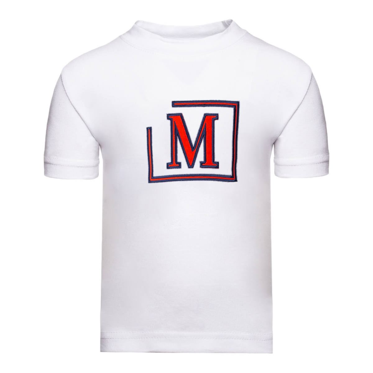 MDB Brand Kid's Classic M Embroidered Logo Tee - White w/ Red Logo