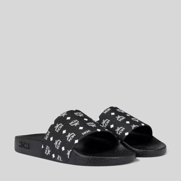 MCM Men's Monogram Print Rubber Slides