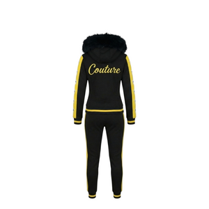 MDB Couture Women's M-Star Fur Hooded Sweatsuit