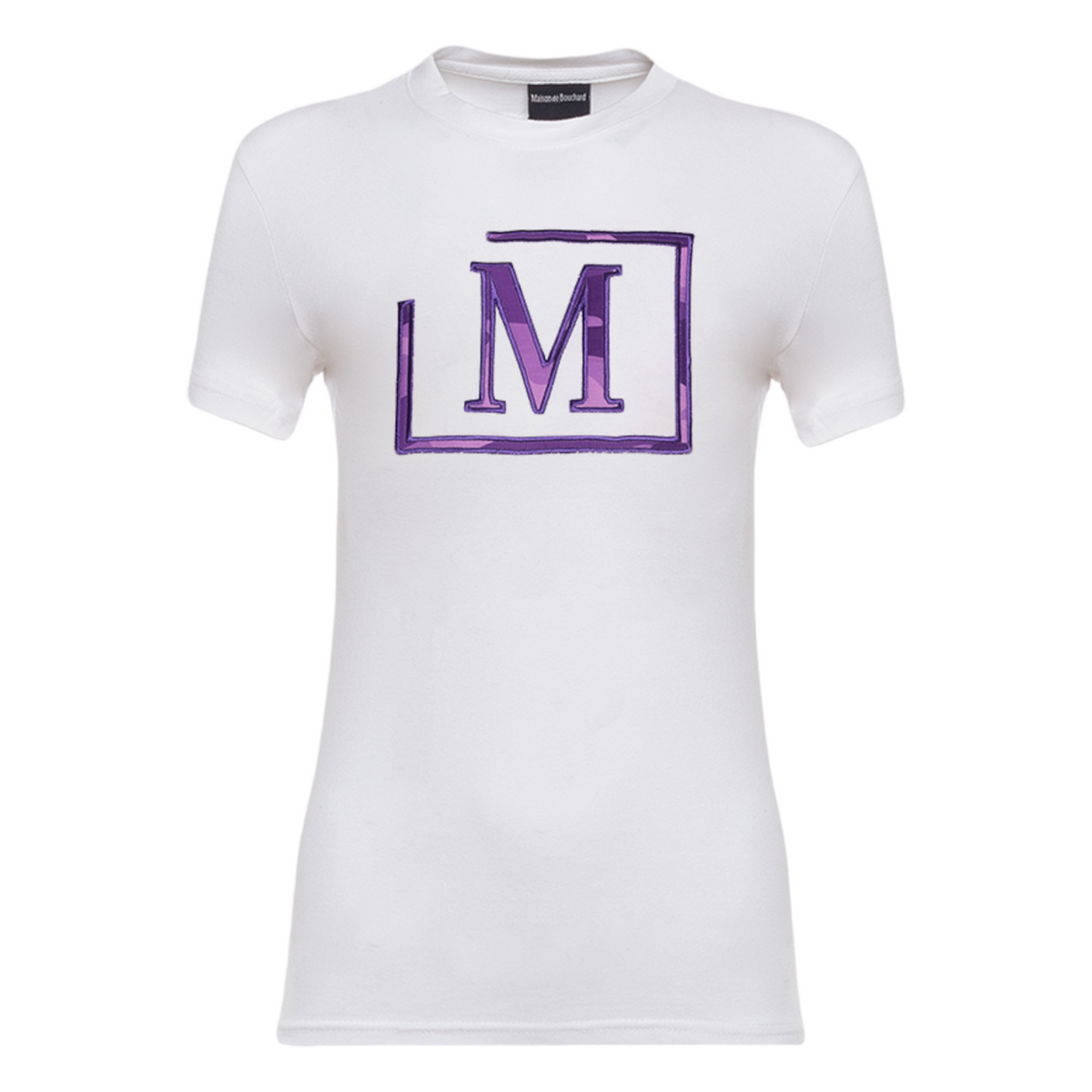 MDB Brand Women's Classic M Embroidered Logo Camouflage Pattern Tee - White w/ Basic Color