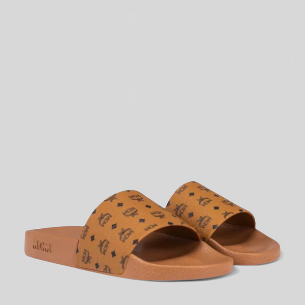 MCM Men's Monogram Print Rubber Slides