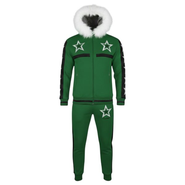MDB Couture Men's M-Star Fur Hooded Sweatsuit