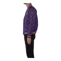 MDB Couture Men's Basket Weave Leather Jacket - Purple