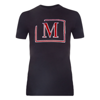 MDB Brand Women's Classic M Embroidered Logo Tee - Black w/ White Outline Logo