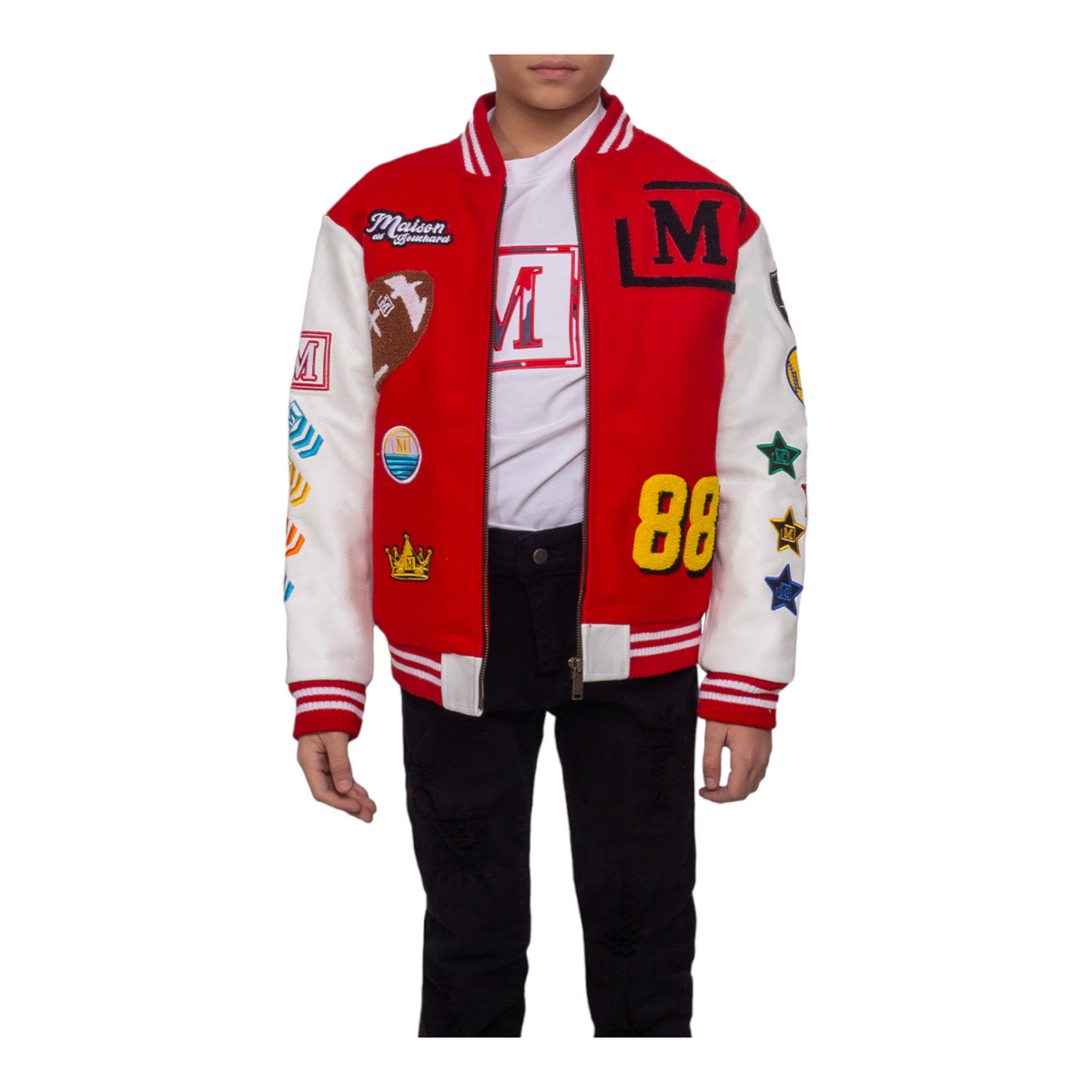 MDB Brand Kid's Varsity Jacket - Red White