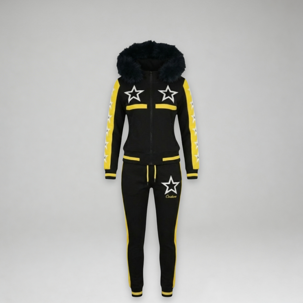 MDB Couture Women's M-Star Fur Hooded Sweatsuit